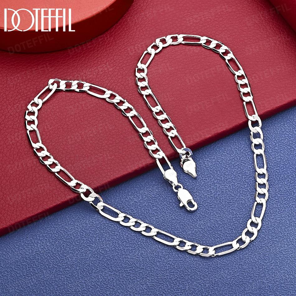 Свадебные украшения из стерлингового серебра 925 пробы Боковая цепь 6 мм Ожерелье с подвеской 16-30 дюймов