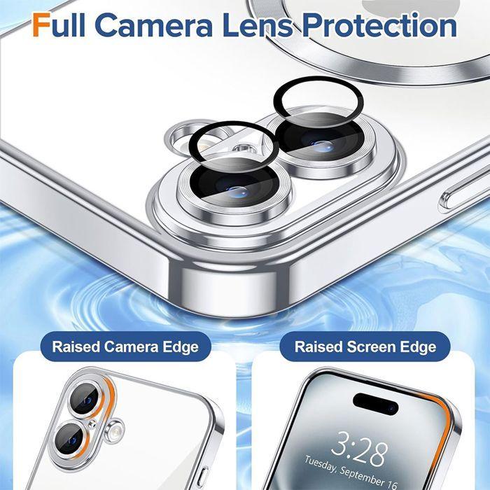 Coque de Protection - BOOLING - pour iPhone 17 - Silicone Paillette avec Cercle Magnétique - Argenté