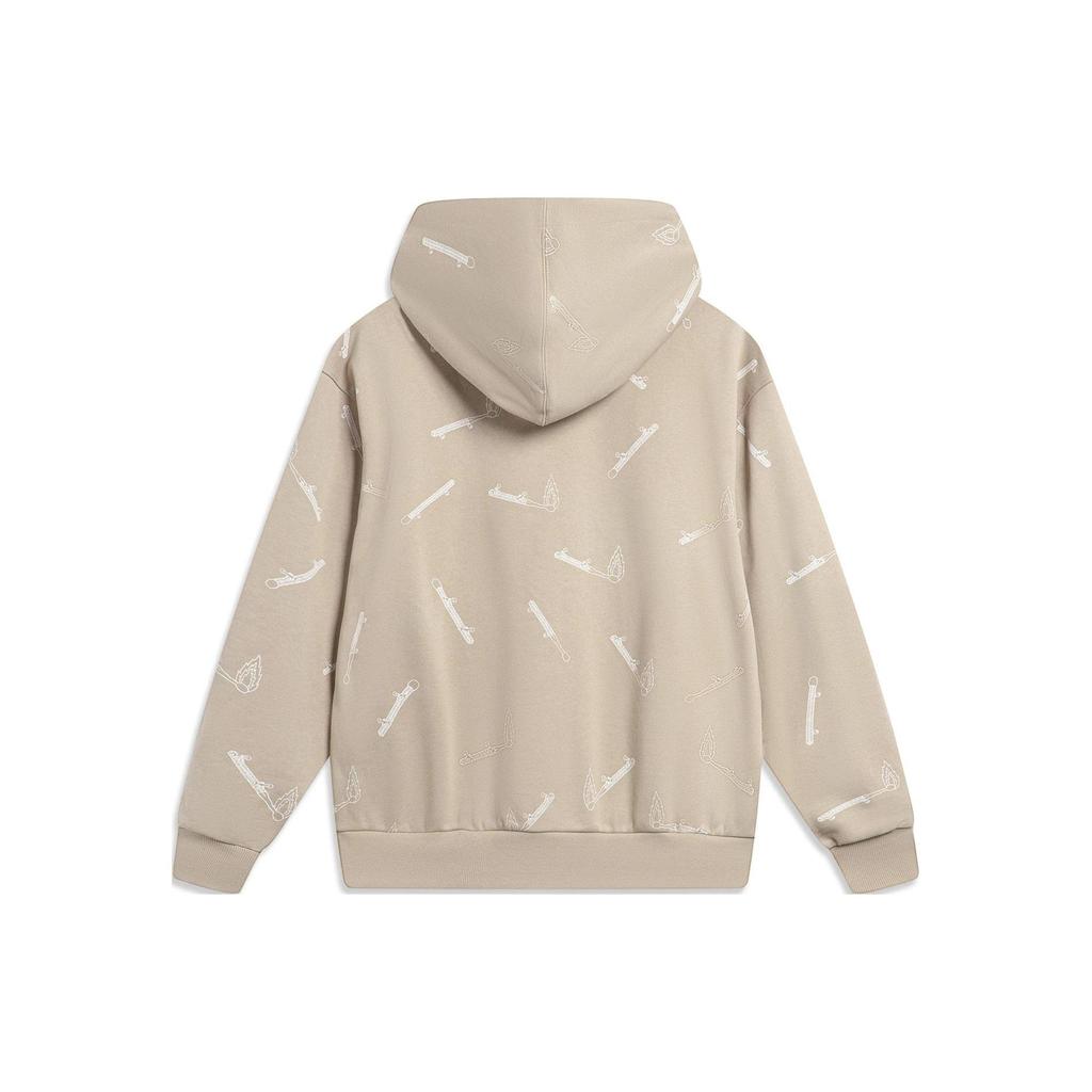 Li-Ning Phil Hackett Collaboration Patterned Loose Fit Pullover Hoodie Men Hoodies Light-Glaze-Brown AWDT955-3