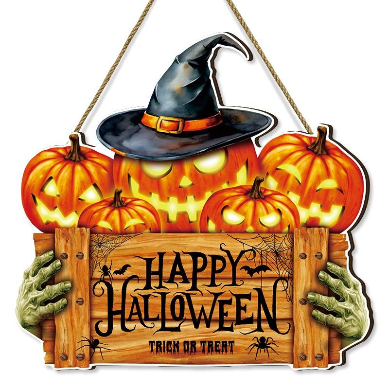 Новый праздничный логотип для вечеринки на Хэллоуин, номер дома, тыква, настенное украшение, деревянная табличка, креативная декоративная вывеска