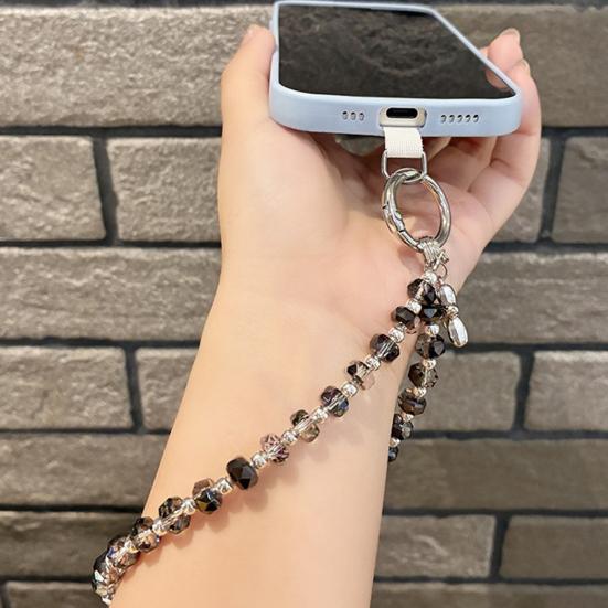 Ремешок для телефона из искусственного хрусталя со съемной цепочкой Гламурный шнурок для телефона и шарм для кошелька Регулируемая цепочка на запястье Модный кулон Аксессуар для сумки