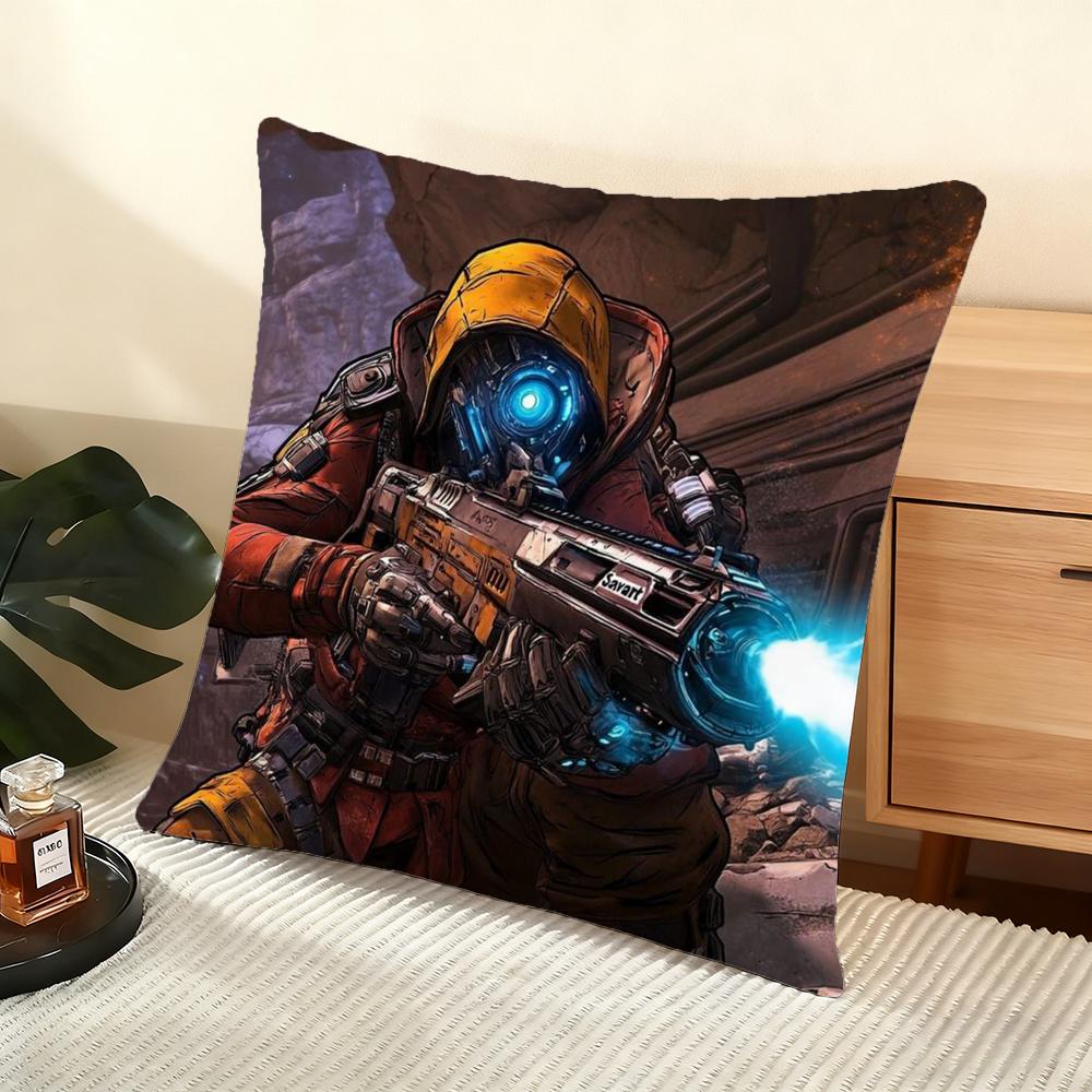 B-Borderlands Чехол на подушку игровая Мягкий короткий плюш Чехол для подушки Гладкая уютная текстура Эстетичный чехол на подушку Декор для дома