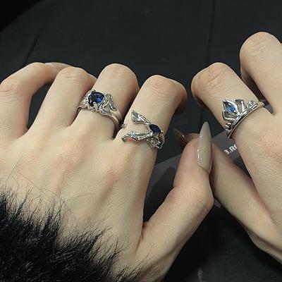 Аквамариновая Корона Французское Открытое Кольцо Нишевый Дизайн Высокая Мода Jal Личность Легкая Роскошь Кольцо Женское