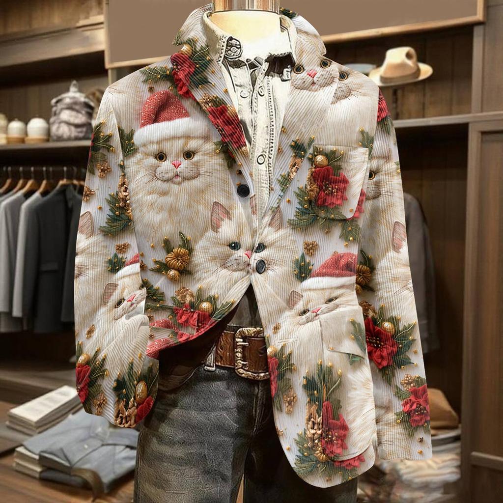 Мужской вельветовый теплый пиджак-кардиган с принтом и карманами, мужской повседневный костюм