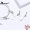 BAMOER 925 Stelring Silver Защитная цепочка Kitty Cat Четырехлистный клевер Подвеска подходит для оригинального браслета Ювелирные изделия