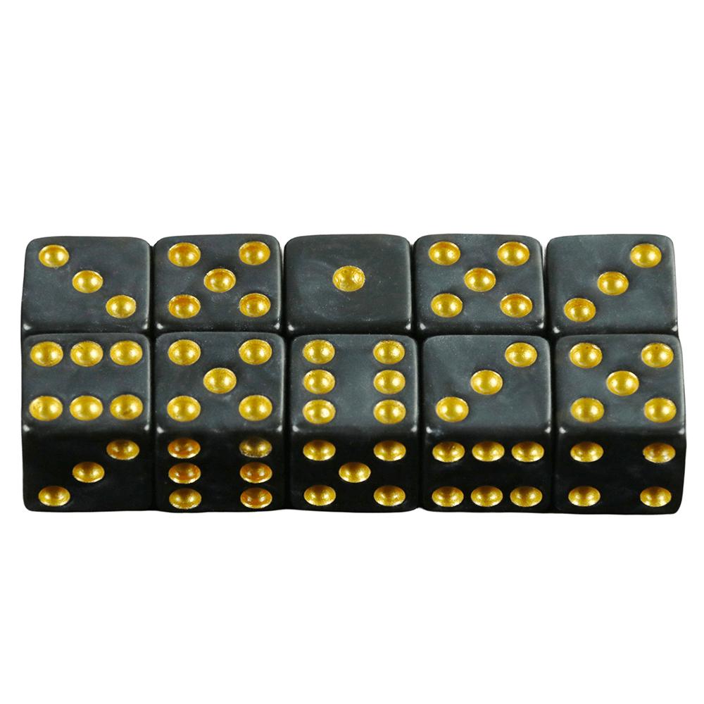 Mini Dice 10pcs D6 Standard Marble Effect Golden Pips Plastic 12mm Game Die Toy New Outdoorliving for Board Game