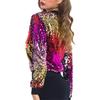 Женская куртка с блестящими пайетками на молнии с v-образным вырезом и длинными рукавами градиентного цвета кардиган мягкое клубное женское короткое пальто для вечеринок