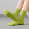 1 пара женских носков, ребристые, средней длины, нескользящие, однотонные, дышащие, для занятий йогой и спортзалом
