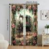 2 pcs, versatile polyester transparent curtains for home decoration Retro Carriage for use in bedrooms and living rooms