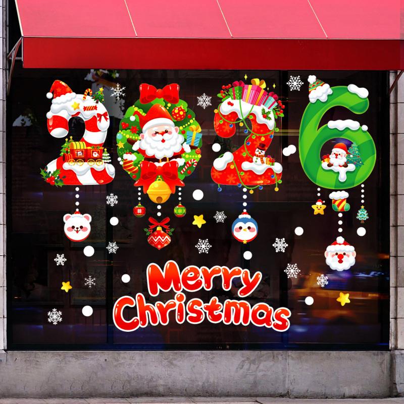 Christmas Snowman Snowflake Santa Claus Home Party Decoration Stickers Electrostatic Glass Window Wall Decals New Year