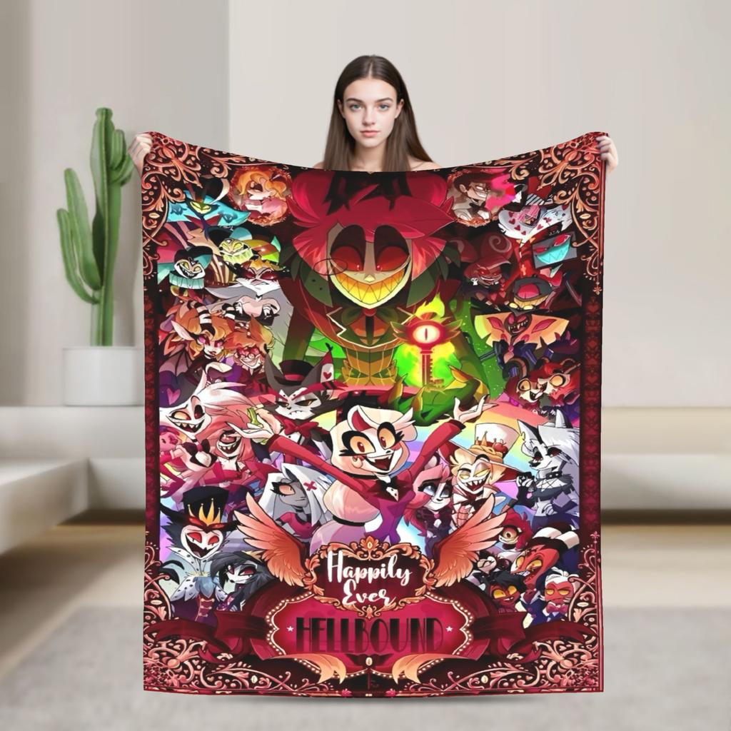 Hazbins Hoteles Anime manta suave avión viaje ropa de cama de felpa lanza esponjosa sala de estar colcha de franela funda de sofá cama