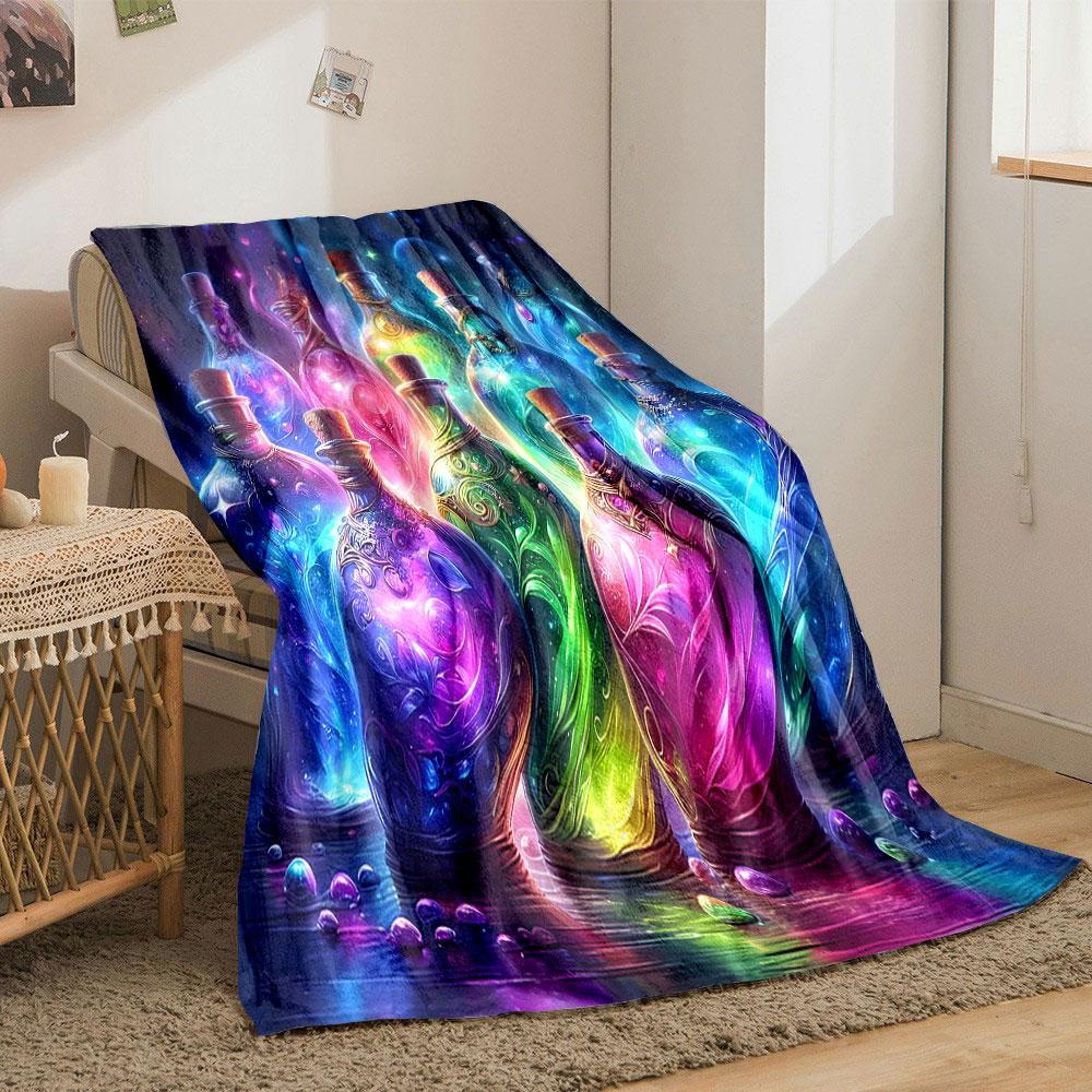 Enchanting Colorful Potion Bottles Art print blanket soft and cozy perfect for the living room bed sofa or a nap,gift