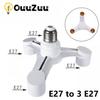 E27 To 3 E27 Lamp Holder Converters Expand LED Lamp Bulbs Socket 1 To 3 Splitter Adapter Bulb Bracket For E27 Light Bulb