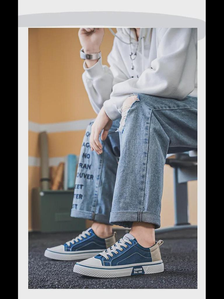Men's Large Breathable Skateboard Canvas Shoes - Soft Sole, Casual, Versatile, Trendy Fashion