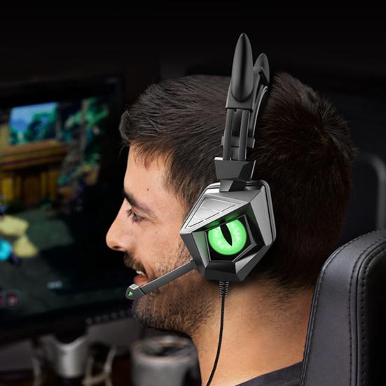 Wired Headset Luminous Light with Microphone RGB Flash 3.5mm/USB Cow Ear E-sports Game
