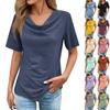 Женская модная повседневная свободная однотонная футболка с короткими рукавами и шеей ворса