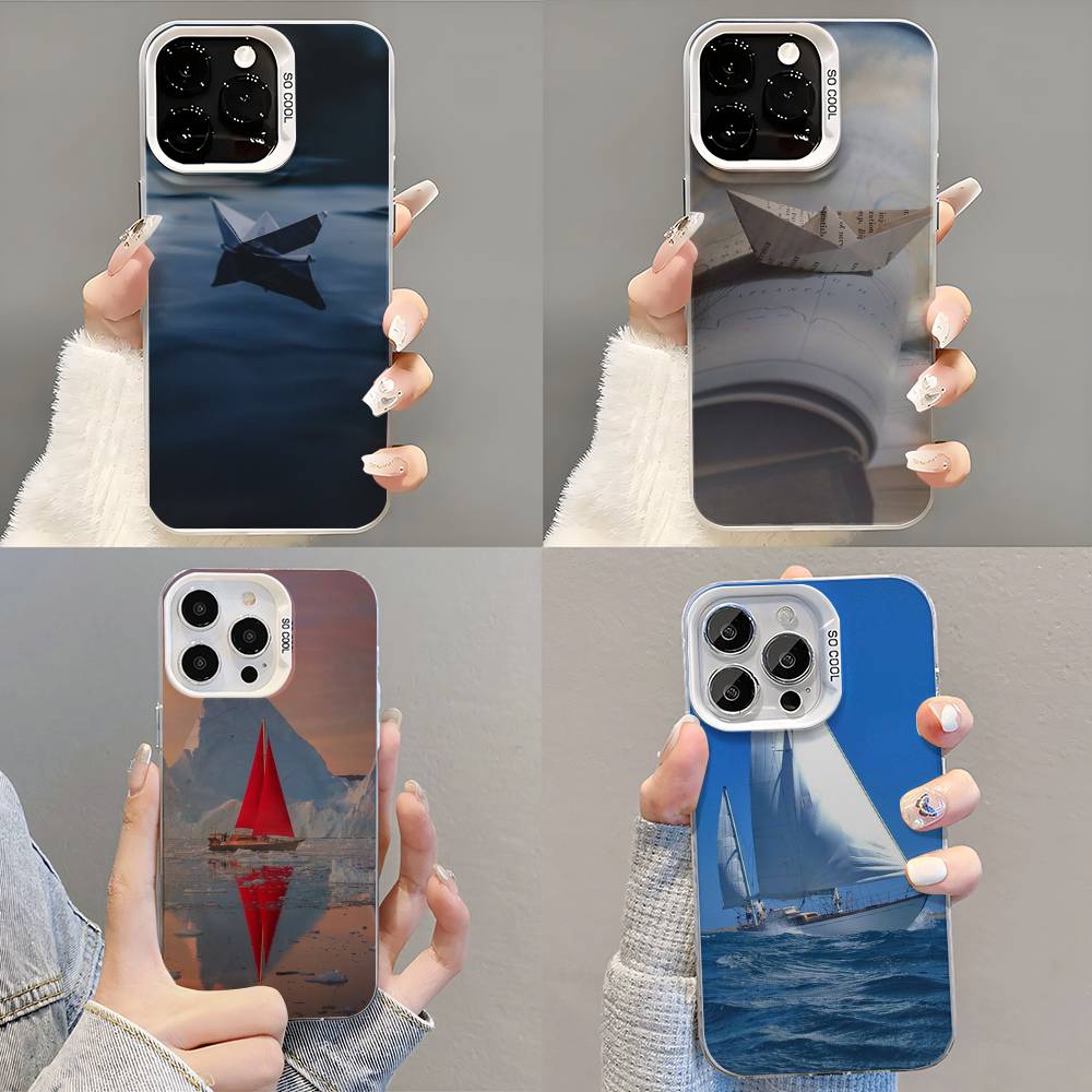 Sailing Boat Phone Case Phone Case For iPhone 14 16 15 11 12 13 Pro Max Mini Plus Shockproof Cover