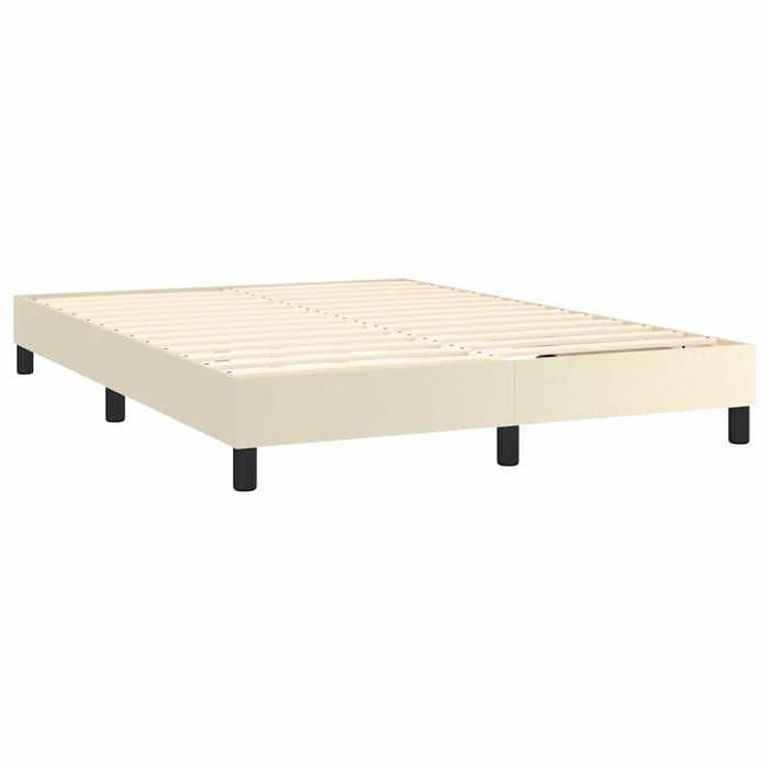 Maison Exclusive - Sommier à lattes de lit avec matelas Crème 140x200cm Similicuir