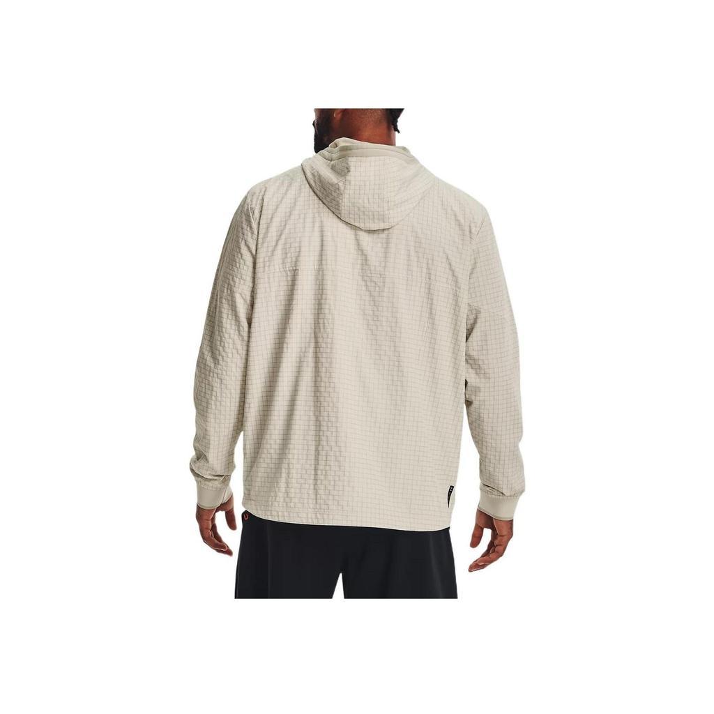 Under Armour Серия Rush Legacy Color Block Логотип Тренировочная куртка на молнии Мужские куртки Лайм Белый 1366186-279
