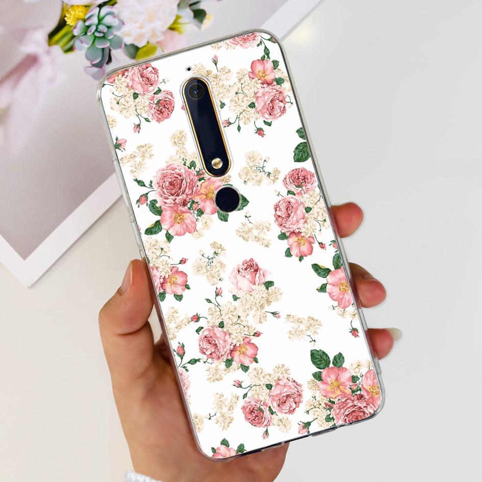 For Nokia 6 2018 Case Fashion Flower Soft Silicone Bumper For Nokia 6.1 Cover TA-1043 TA-1045 TA-1054 TA-1050 TA-1068 Phone Case