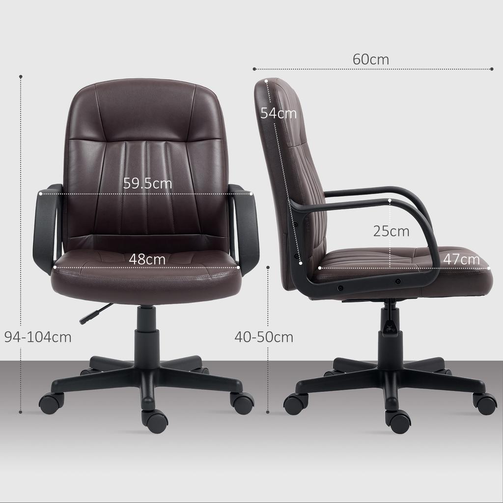 Swivel Executive Chair PU Leather Computer Desk Chair, Dark Brown
