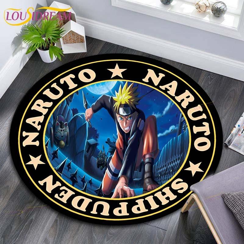 Круглые коврики с рисунком Наруто, геометрические противоскользящие напольные коврики для гостиной, декор для комнаты, домашние коврики, коврик для игр в стиле Наруто, детский коврик