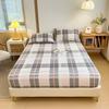 Комплект простыней на резинке в геометрическую клетку из чистого хлопка, утолщенный чехол для матраса, эластичная простыня с наволочками для девочек и мальчиков