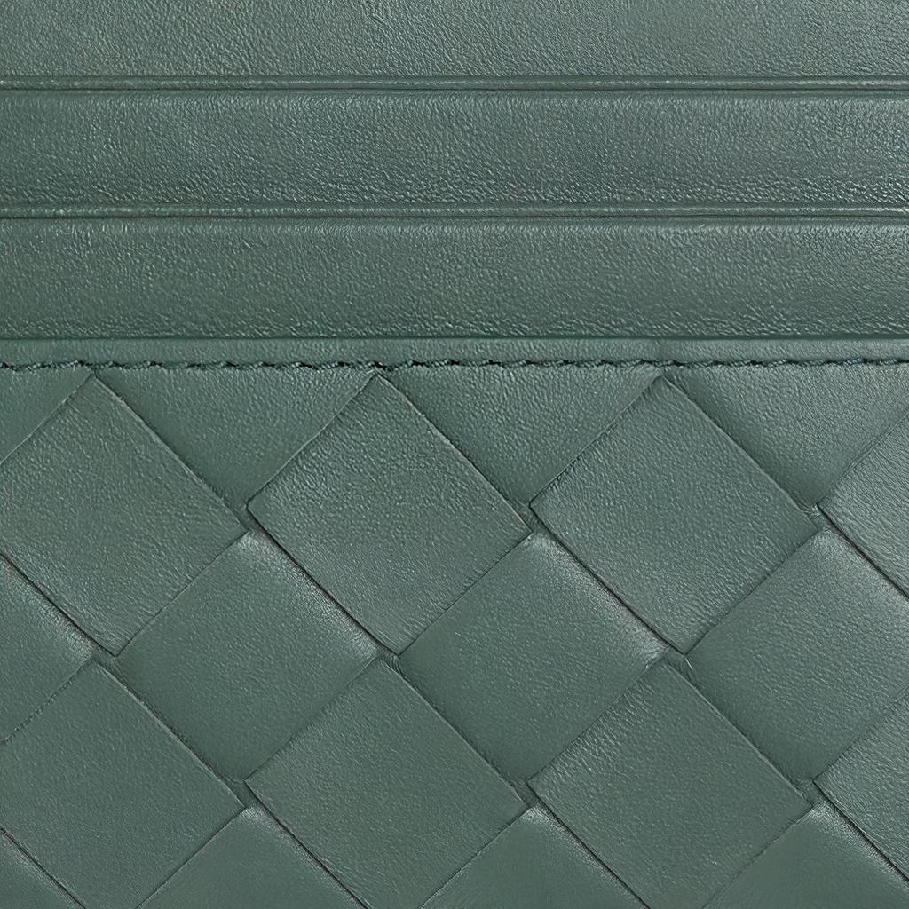 Bottega Veneta Однотонный плетеный дизайн Держатель для карт из телячьей кожи Женские аксессуары Зеленый 742325VCPP33198
