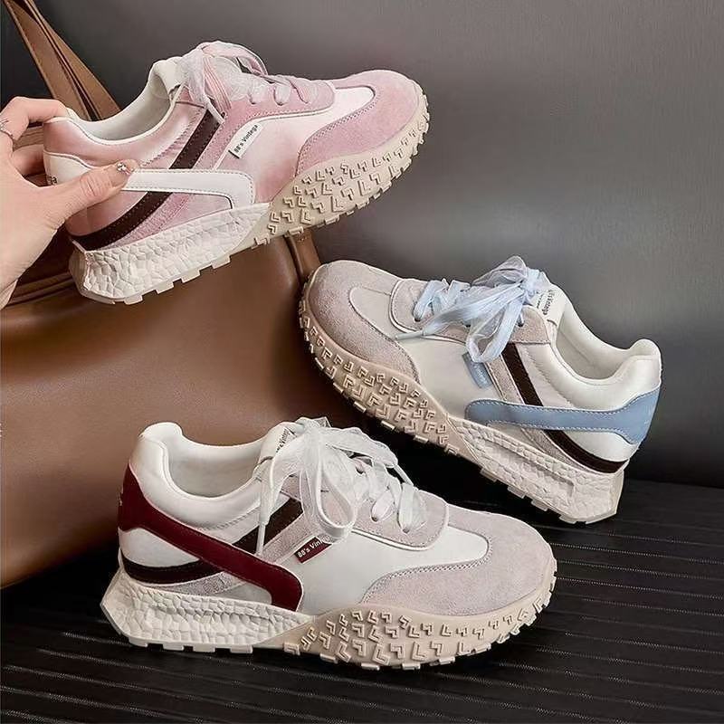 Женская обувь 2025 весна новая дышащая износостойкая нескользящая платформа повседневная мода женская студенческая спортивная обувь папины кроссовки женская