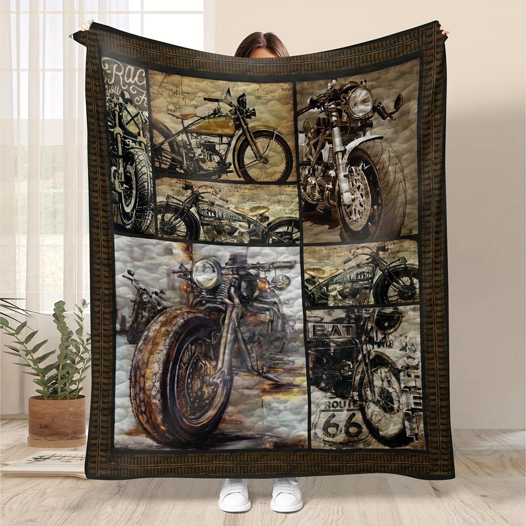 Motorcycle blanket flannel blanket foldable blanket washable sofa blanket plush blanket