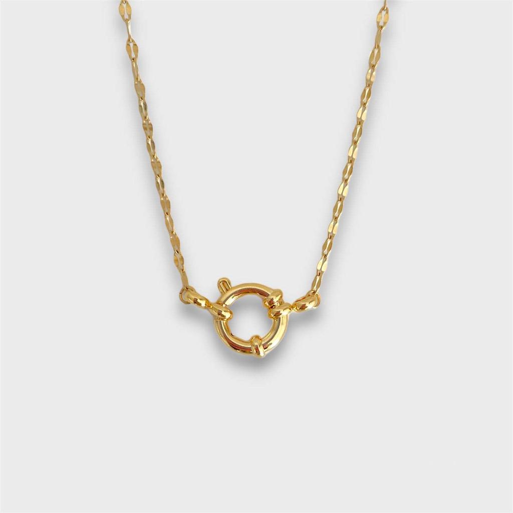 Titanium Steel Furnace Vacuum Plating 18K Real Gold Spring Buckle Opening Ring Pearl Paperclip Removable Base Chain