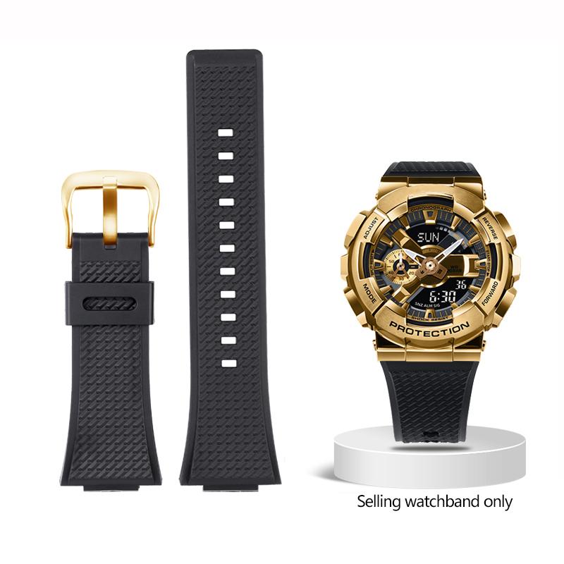 Новый силиконовый ремешок для часов Casio GM110 GM-110 ремешок G-SHOCK GM-110GB водонепроницаемый мягкий резиновый ремешок для часов 16 мм черный стальной браслет
