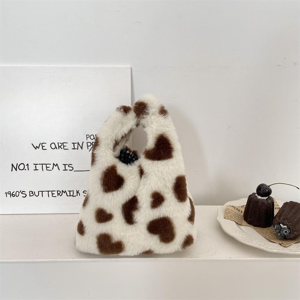Женский клатч с леопардовым принтом, мягкий плюшевый, осенне-зимний, модная сумочка, тоут, для хранения