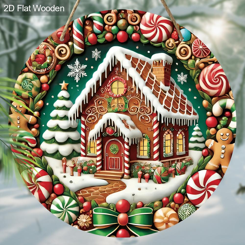 Рождественская деревянная табличка с узором снежного домика - Табличка Navidad для декора входной двери, двора, балкона - Идеальное рождественское украшение