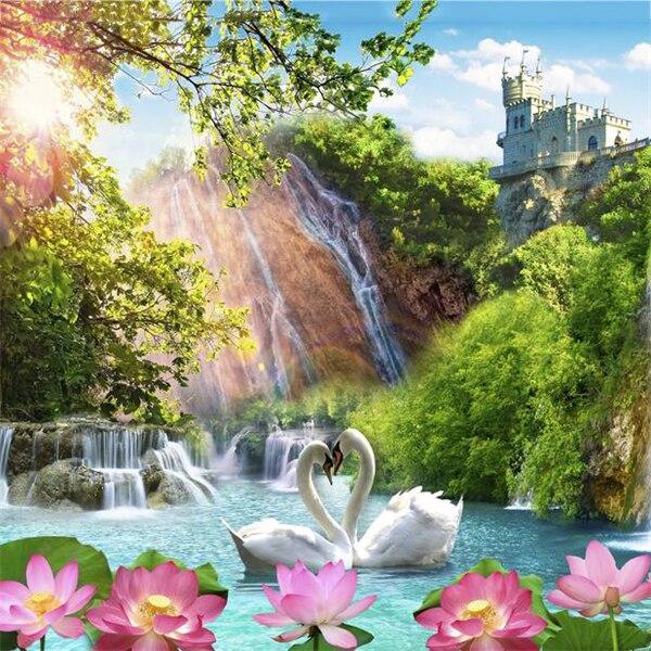 5d алмазная живопись водопад мозаика природа DIY алмазная вышивка лебедь стразы картины домашний декор ремесленный комплект