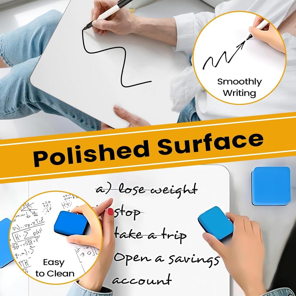 2 PCS Mini Whiteboards, 9" x 12" Small Double Sided Dry Erase Board, Portable White Boards for Students, Teachers, School Supplies Lapboards