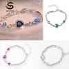 Women Jewelry Fashion Ocean Blue Bangle Bracelet Rhinestone Love Heart Austrian Crystal