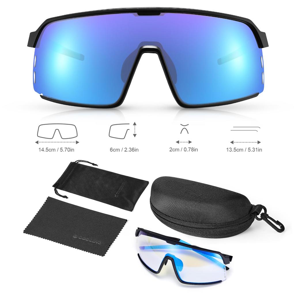 Photochromic Automatic Sports Case Color Changing Day and Night UV400 UV Cloudy Night Blue [Odoland] Sunglasses, Photochromic, Sunglasses, Included,