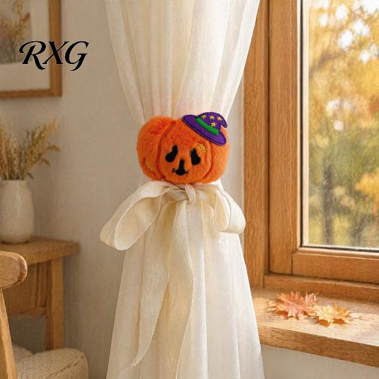 Unique Window Ornament Ties Halloween Curtain Tiebacks, Funny Witch Hat Pumpkin Ghost Cartoon Straps, Style Decor Lightweight Adjustable Holdbacks for