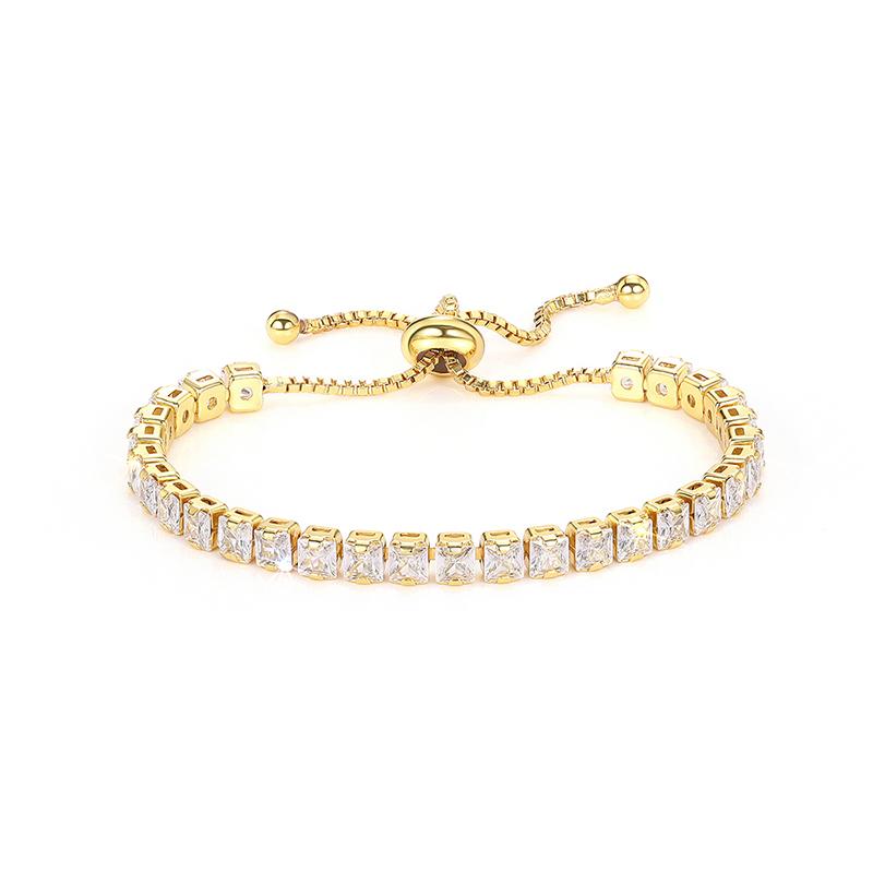 Браслеты Huitan Sparkling Cubic Zirconia для женщин, регулируемые модные теннисные браслеты, круглые/квадратные камни, роскошные модные ювелирные изделия