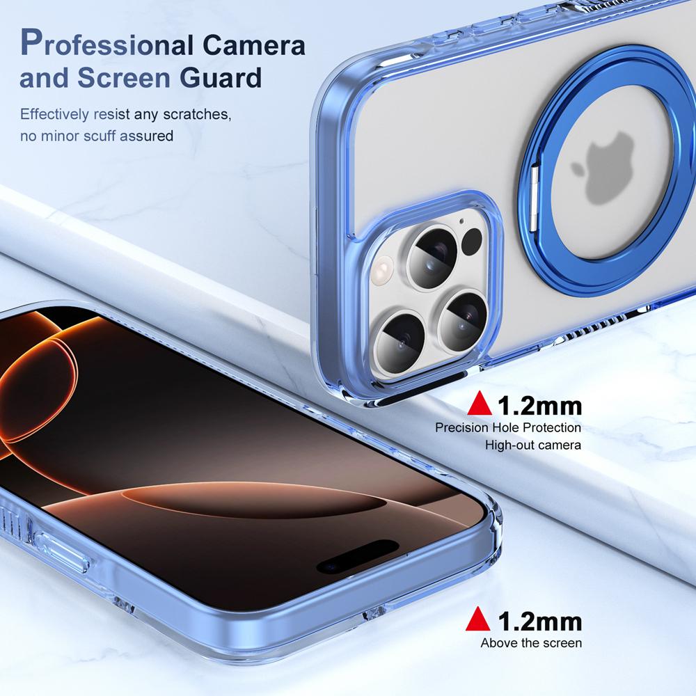 KEYSION Чехол с сенсорной кнопкой управления камерой для iPhone 16 Pro Max 16 Plus для беспроводной зарядки MagSafe 360 с магнитным кольцом, матовый прозрачный чехол