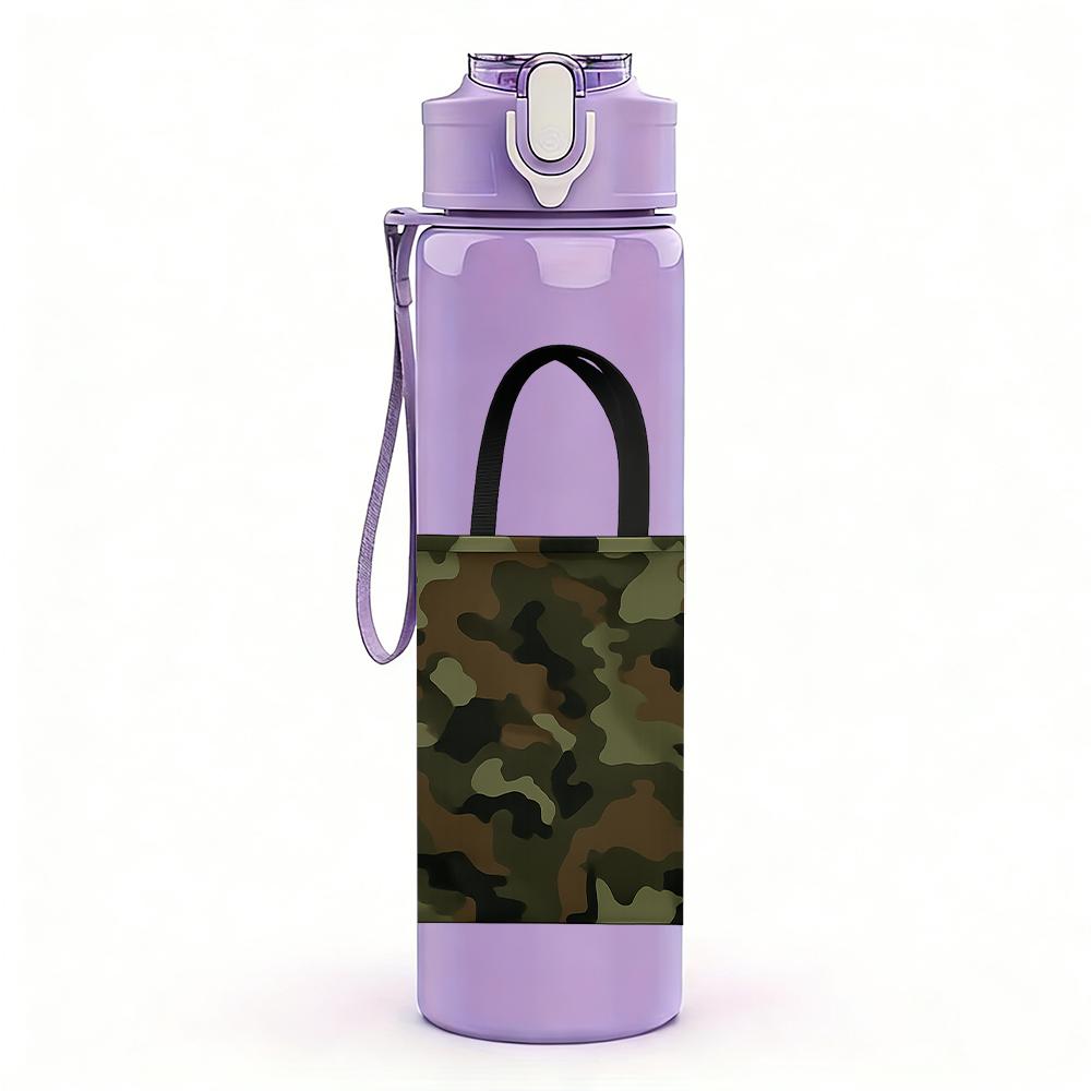 1PC Camouflage Handbag Graphic 750ml Color Plastic Sports Water Bottle Leakproof Flip Straw Lid For Sports Office Home Use