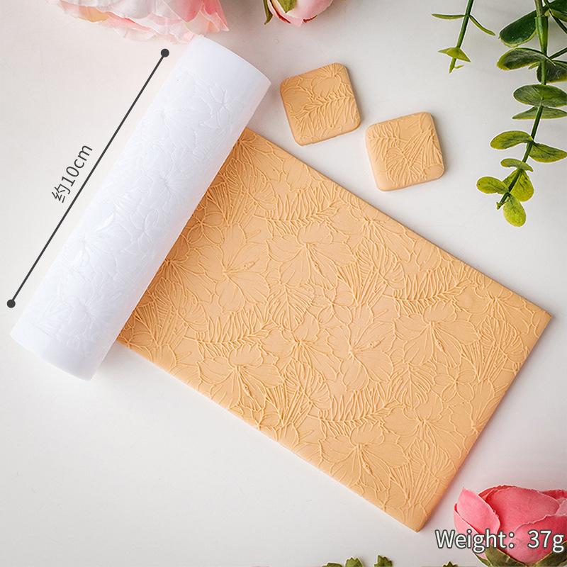 Ролик для раскатывания мягкой полимерной глины, с текстурой листа зеленого растения, прозрачный, для изготовления браслетов, серег, ожерелий, подвесок