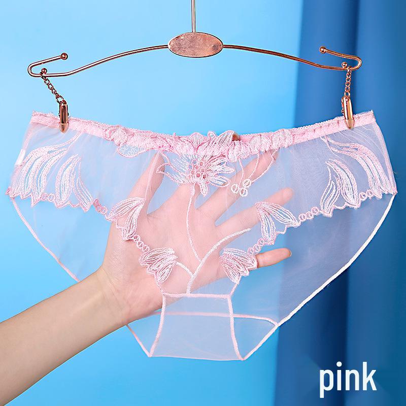 Yan Beiwei Women's Plus Size Mid-Waist Embroidered Sheer Briefs 836