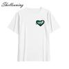 Shellsuning Casual Short Sleeve O Neck Base Tees Female Heart Three-dimensional Print T Shirts Women Summer Loose Cotton White Tops New