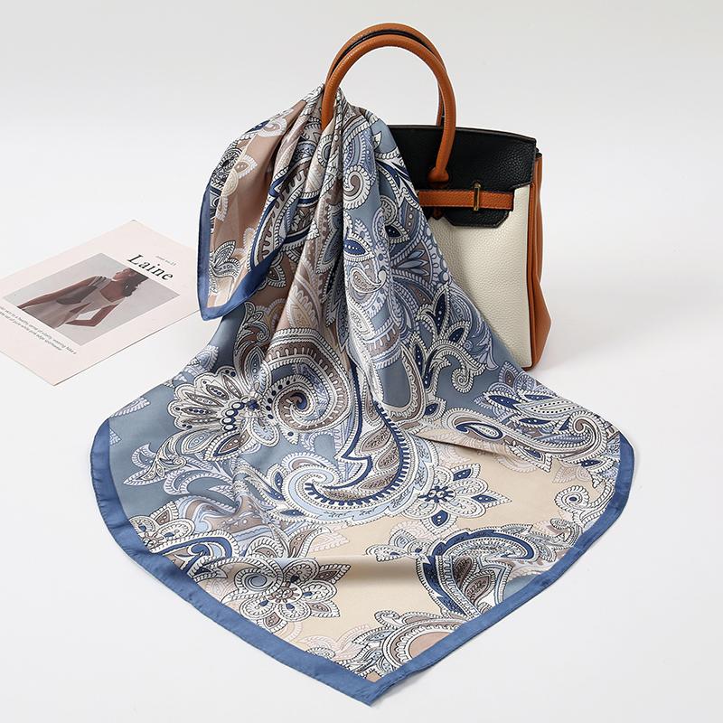 Fashion Print Silk Hairbands Scarf Women Spring New Elagant Floral Bandana Neck Kerchief Head Bands Foulard Female Scarfs