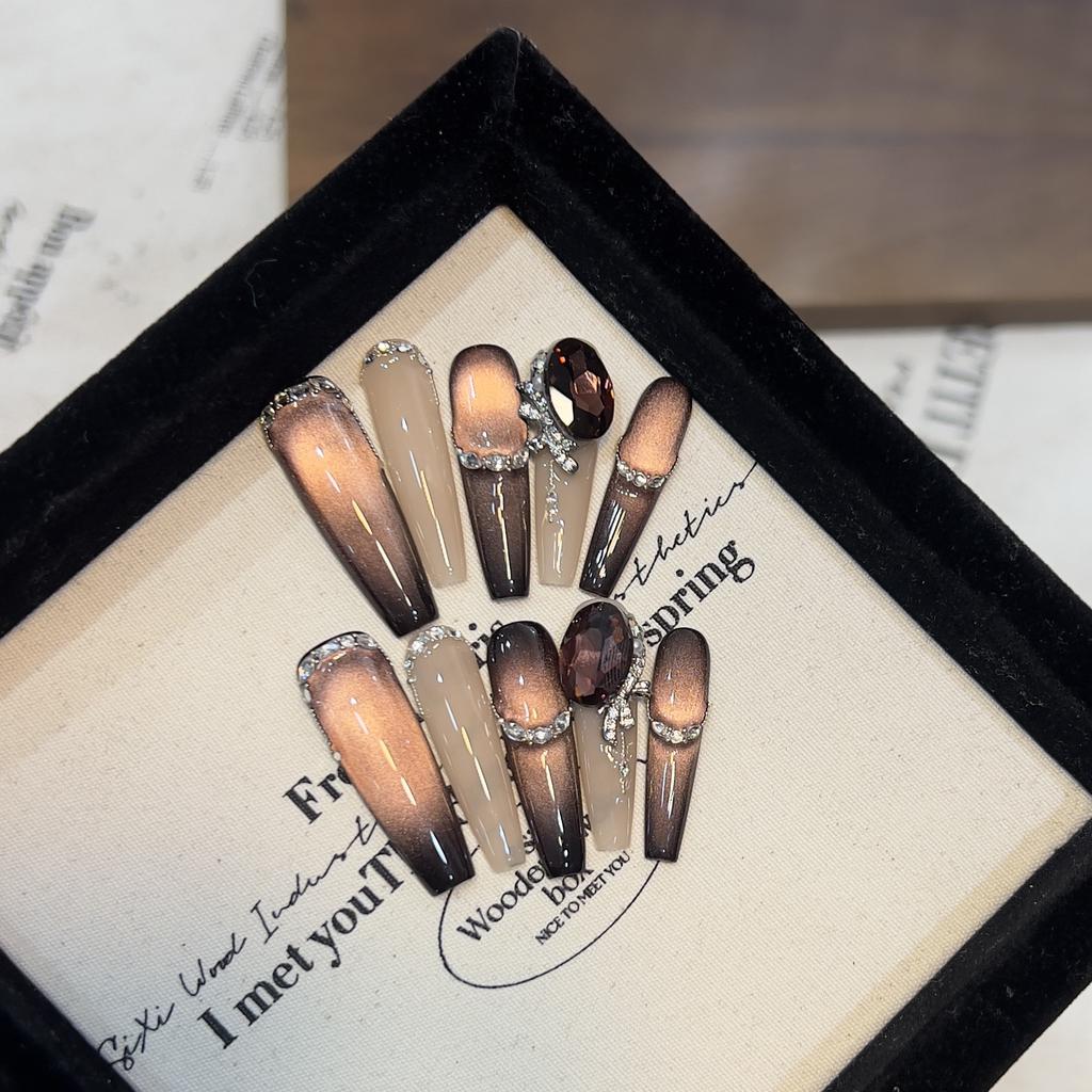 Новая броня ручной работы с атмосферой высокого класса, плотный стикер для нейл-арта «кошачий глаз», съемная накладка для ногтей с крошкой из сверкающего циркония и бриллиантов