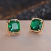 Классические геометрические квадратные серьги для женщин и мужчин золотого цвета, серьги-гвоздики принцессы зеленого цвета с кубическим цирконом, простые ювелирные изделия для вечеринок
