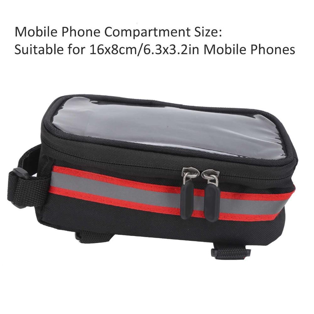 Hook and Loop Straps Bike Touchscreen Phone Bag 600D Nylon , TPU Bike Top Tube Bag  City Bike Use