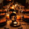 Decorative Silhouette Figurine Halloween Shadow Candle Holder, Spooky Ghost Skull Candlestick Decoration, Tealight Stand Vintage Wooden Tea Light for
